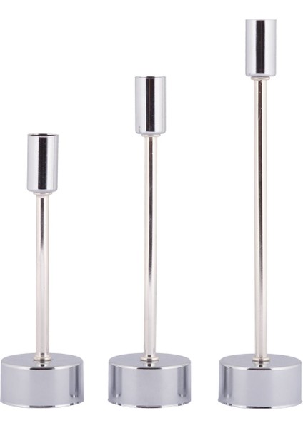 Defne 3'lü Şamdan Gümüş Kaplama Dekoratif Metal Mumluk Şamdan Seti fırsatları