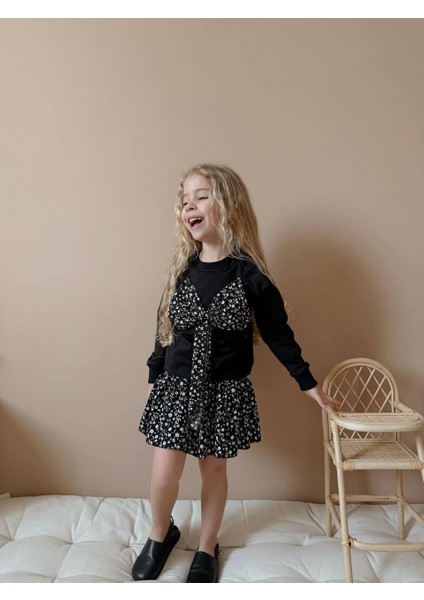 Yigit Butik Çiçek Desenli Etekli Kız Çocuk Alt Üst Takım modelleri