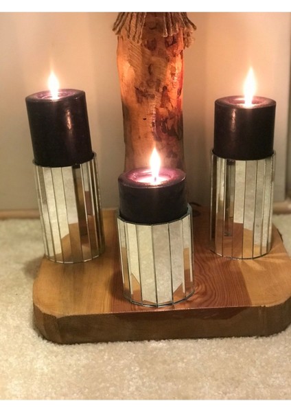 Gümüş Aynalı Mumluk-Şamdan Seti