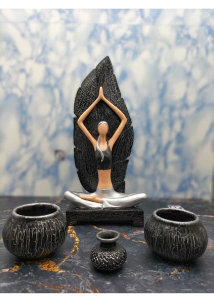 Damla Hediyelik Yoga Yapan Kız Tütsülük ve Mumluk Dhyykçatlatma Gümüş modelleri