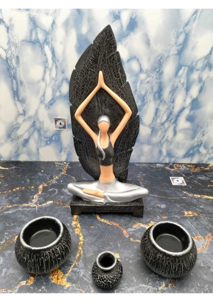 Damla Hediyelik Yoga Yapan Kız Tütsülük ve Mumluk Dhyykçatlatma Gümüş fırsatları