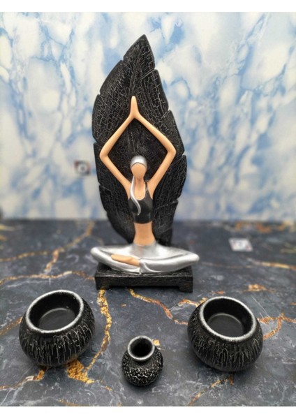 Damla Hediyelik Yoga Yapan Kız Tütsülük ve Mumluk Dhyykçatlatma Gümüş indirimleri