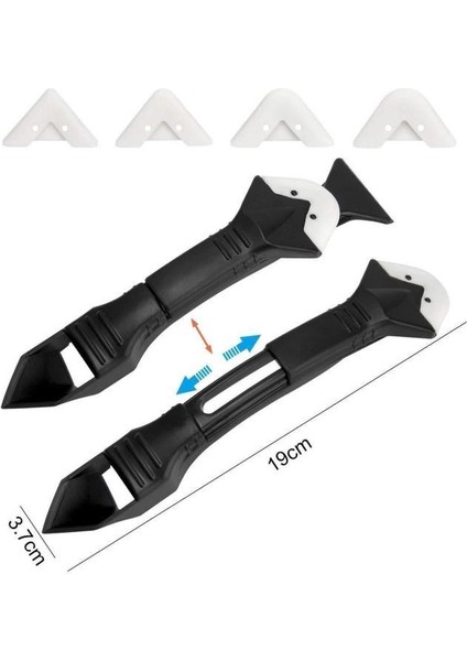 2 Adet Set 3'ü 1 Arada Fayans Derz Dolgu Kazıyıcı Sıyırıcı Silikon Sökücü ve Uygulayıcı Aparatı