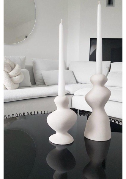 Asimetrik Uzun ve Kısa 2’li Dekoratif Şamdan Mumluk modelleri