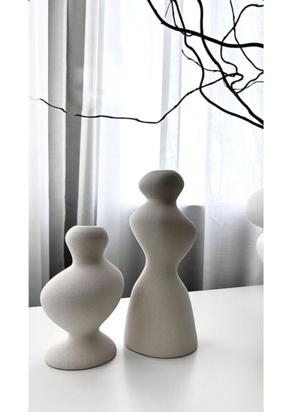 Asimetrik Uzun ve Kısa 2’li Dekoratif Şamdan Mumluk indirimleri