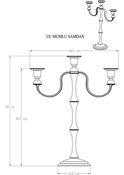 Lüx Dekoratif 3' Lü Şamdan,mumluk - Gold modelleri