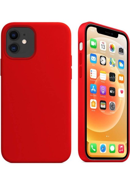 Apple iPhone 12 6.1'' İçi Kadife Silikon Kılıf Kırmızı