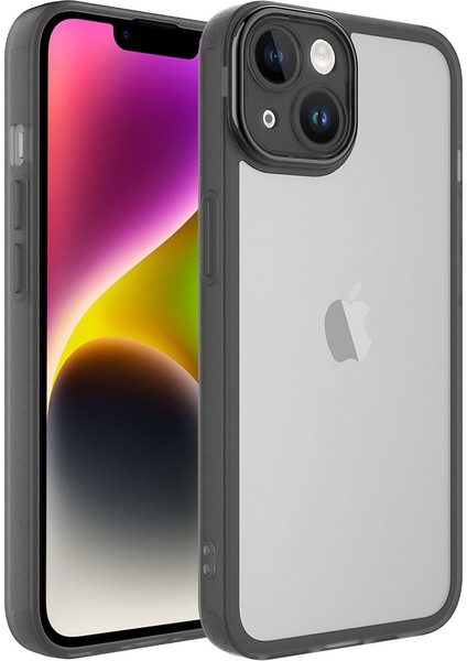 Apple iPhone 14 Plus Kılıf Kamera Korumalı Transparan Post Kapak-Siyah