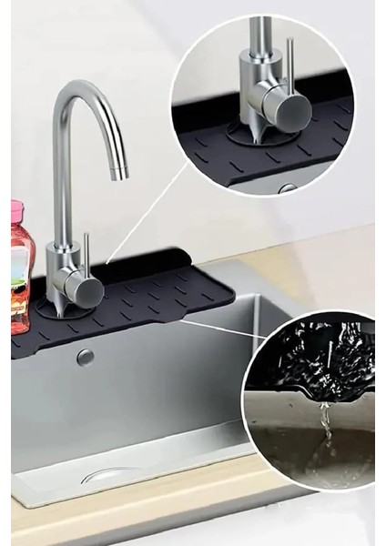2 Adet Mutfak Banyo Lavabo Kenarı Silikon Matı Silikon Musluk Su Sıçrama Önleyici