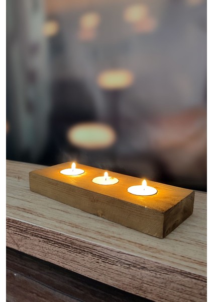 Doğal Ahşap Mumluk, Tealight Mumluk, Şamdan