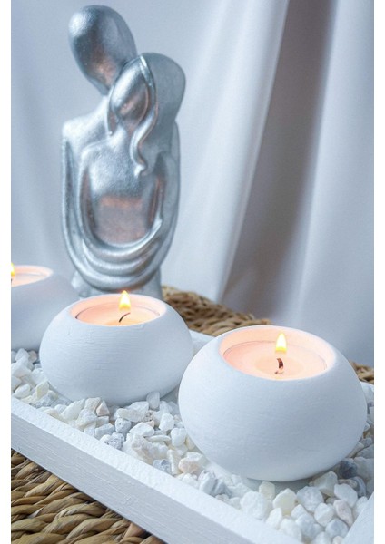 3'lü Yuvarlak Beyaz Tealight Mumluk Seti fiyatları