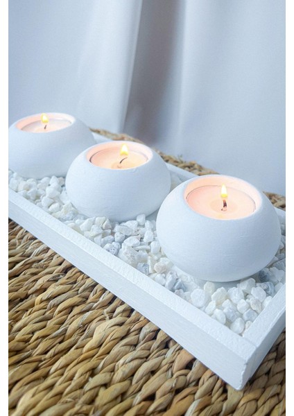 3'lü Yuvarlak Beyaz Tealight Mumluk Seti indirimleri