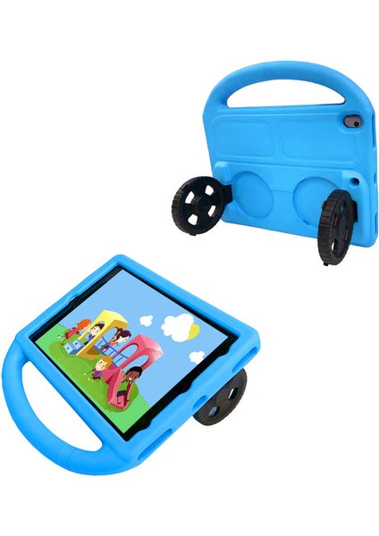 Apple iPad Pro 10.5 (7.nesil) Uyumlu Wheel Car Tekerlek Standlı Tablet Eva Silikon Kılıf-Yeşil