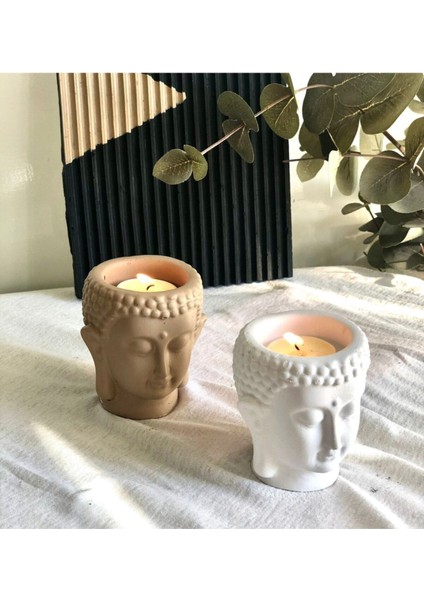 Buda 2'li Tealight Mumluk Mocha & Beyaz
