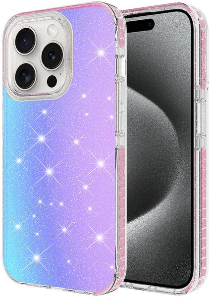 Apple iPhone 15 Pro Max Kılıf Parlak Renk Geçişli Velle Kapak-Pembe