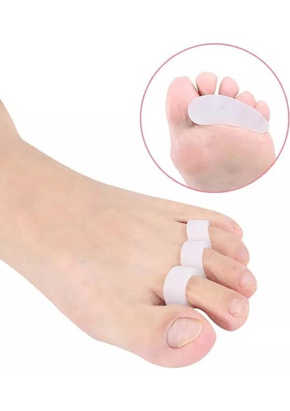 2 Çift 3 Parmağa Geçen Çekiç Ayak Parmak Düzeltici Makaralı Silikon Parmak Kemik Koruyucu