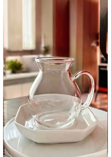 6'lı Pleasure Borosilikat Cam Bardak Set Isıya Dayanıklı Keyfi Ala Kulplu Çay Fincanı Bardağı