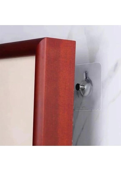 4 Adet Süper Güçlü Çerçeve Askısı Pin Delgisiz Vidalı Tırnak Kanca Yapışkanlı Raf Tutucu Askı