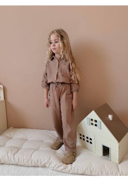 Yigit Butik Müslin Kumaş Kız Çocuk Alt Üst Takım