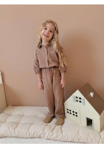 Yigit Butik Müslin Kumaş Kız Çocuk Alt Üst Takım