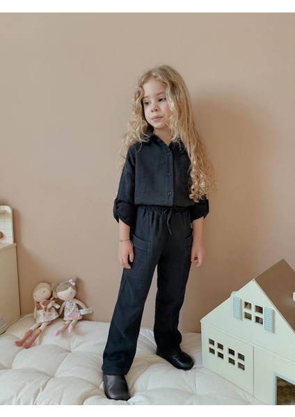 Yigit Butik Müslin Kumaş Kız Çocuk Alt Üst Takım