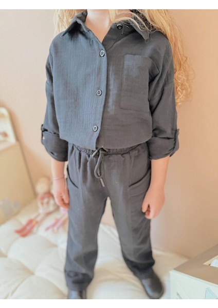 Yigit Butik Müslin Kumaş Kız Çocuk Alt Üst Takım