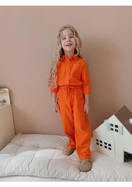Yigit Butik Müslin Kumaş Kız Çocuk Alt Üst Takım