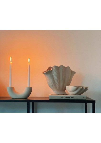 Istiridye Vazo & Horn Mumluk & Istiridye Kase Set.