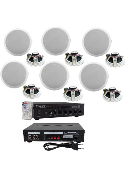 Anfi Tavan Hoparlör Mağaza Ses Sistemi 6'lı Beyaz