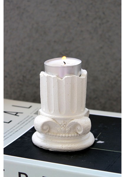 Antik Mimari Sütun Beton Tealight Mumluk