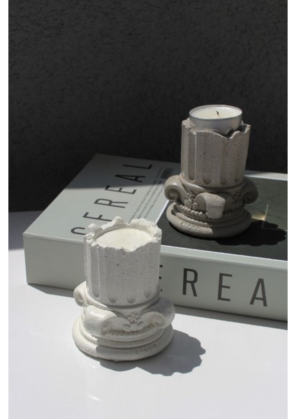 Antik Mimari Sütun Beton Tealight Mumluk