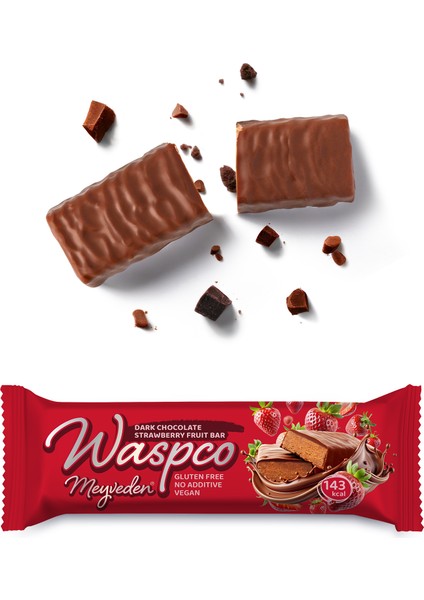 Bitter Çikolata Kaplı Çilekli Meyve Bar 35 gr x 12 Adet
