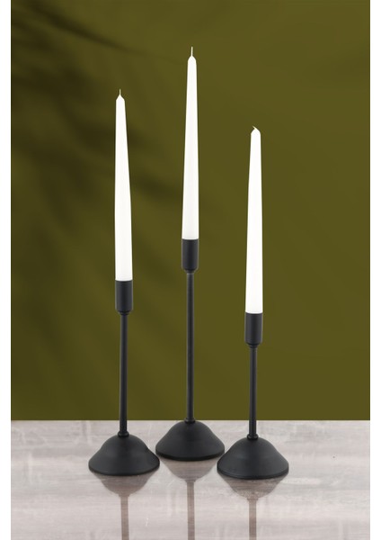 Defne 3'lü Şamdan Siyah Kaplama Metal Mumluk Şamdan Seti fırsatları