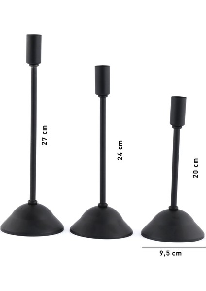 Defne 3'lü Şamdan Siyah Kaplama Metal Mumluk Şamdan Seti indirimleri