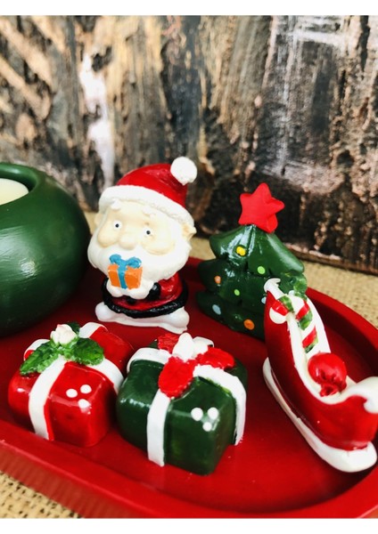 Yilbasi Temali Dekoratif Tabak ve Mumluk fırsatları