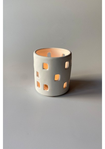 Gözenekli Tealight Mumluk Beyaz