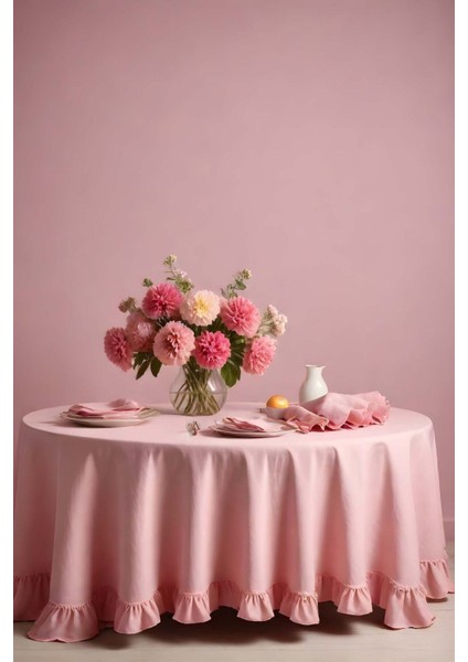 Vintage Soft Pembe Fırfırlı Keten Masa Örtüleri 17 Boy Seçeneğiyle fiyatları