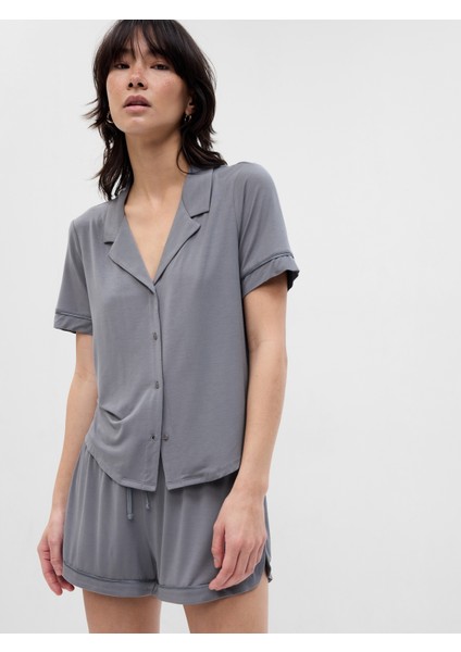 Kadın Gri Modal Pijama Üstü