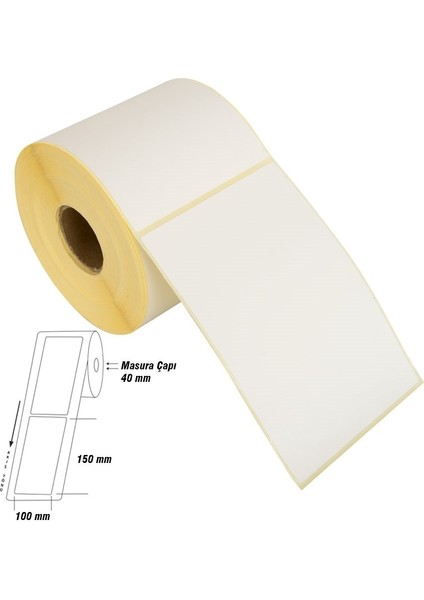 Kuşe Ekstra Geniş Barkod Etiketi 150X100MM (500 Li Rulo)