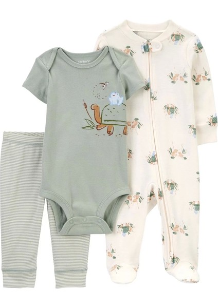 Erkek Bebek Tulum Body Pantolon Set 3'lü Paket Renkli