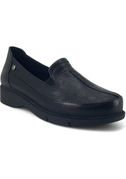 3630 Hakiki Deri Günlük Kadın Ayakkabı-Siyah