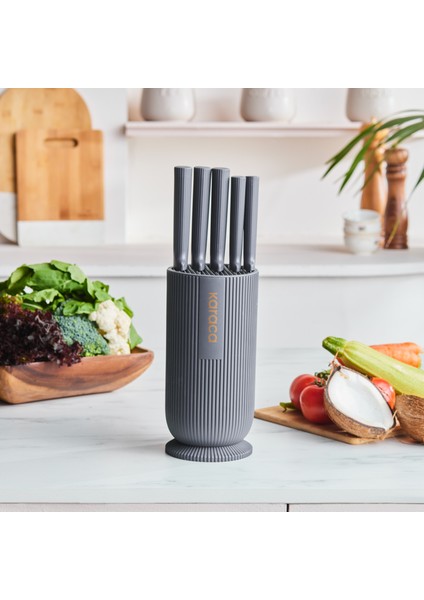 Massimo Round 6 Parça Standlı Bıçak Seti Antrasit