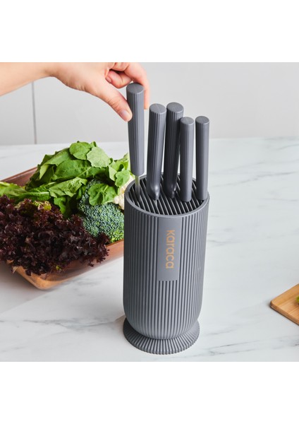 Massimo Round 6 Parça Standlı Bıçak Seti Antrasit modelleri