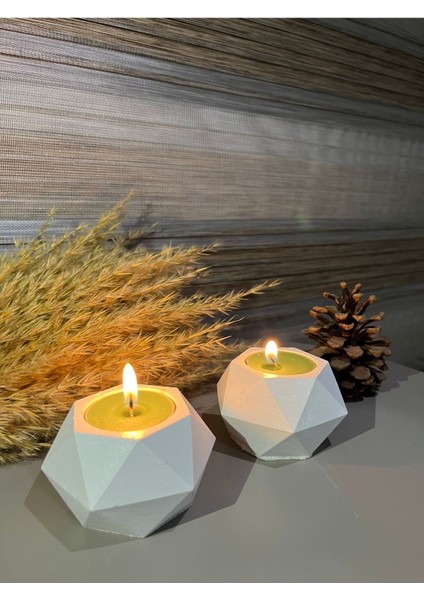 Tealight Beton Mumluk Dekoratif Mumluk Geometrik Beton Mumluk Altıgen Mumluk