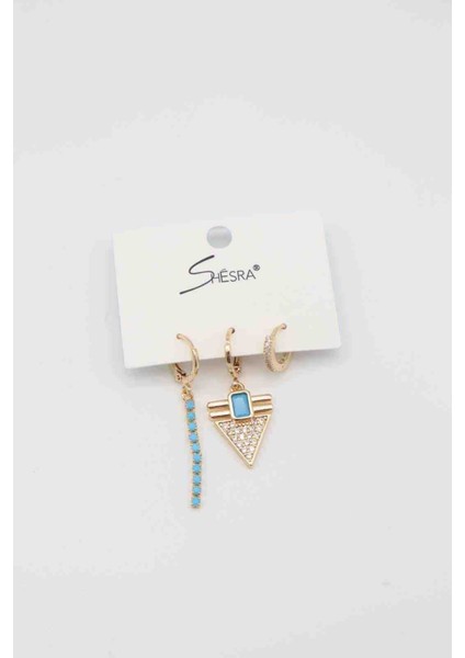 Shesra Mavi Detaylı Sallantılı Küpe
