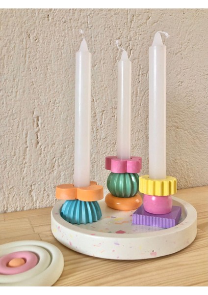 Studio Yabu - Renkli Puzzle Şamdan Mumluk Set 8'li indirimleri