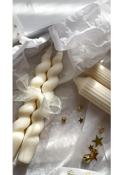 Şamdan Mum 2li Mum Burgu Mum Kokulu Mum