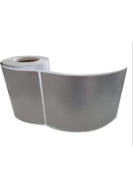 Silver Mat Barkod Etiketi 100X100 Tekli 300 Lük Sarım