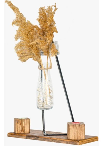 Dekoratif Süs Doğal Ahşap Mumluk Hediyelik LED Işıklı Cam Masa Süsü fiyatları