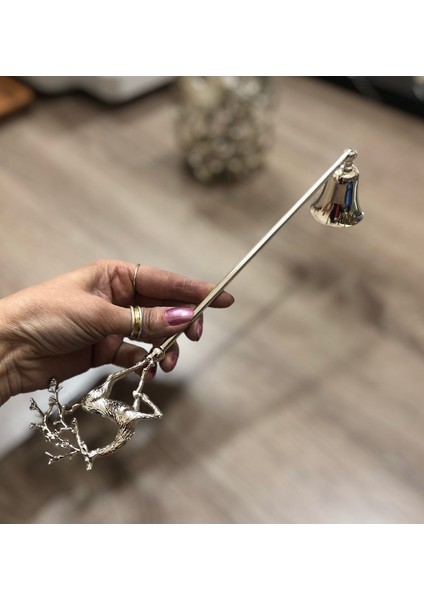 Çiçek Boynuzlu Geyikli Mum Söndürücü-Gümüş